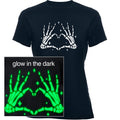 BodyCandy Glow in the Dark Dead Inside Heart Skeleton Hands Black Tee Shirt — main product shot