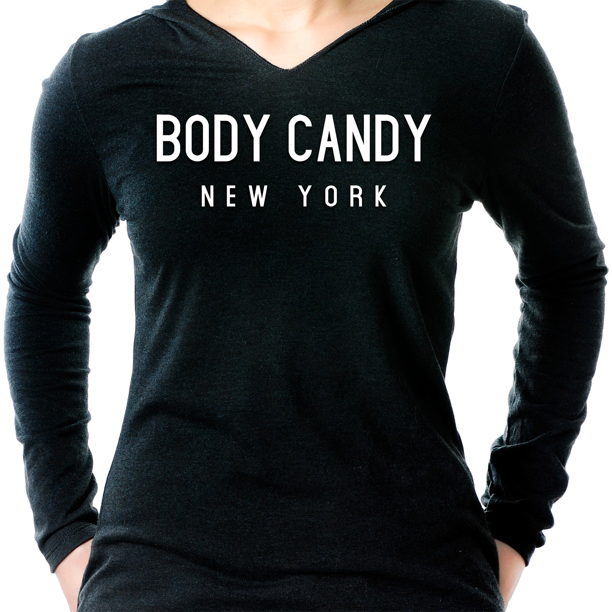 BodyCandy Body Candy New York Gray Tapered Long Sleeve Hoodie — side view