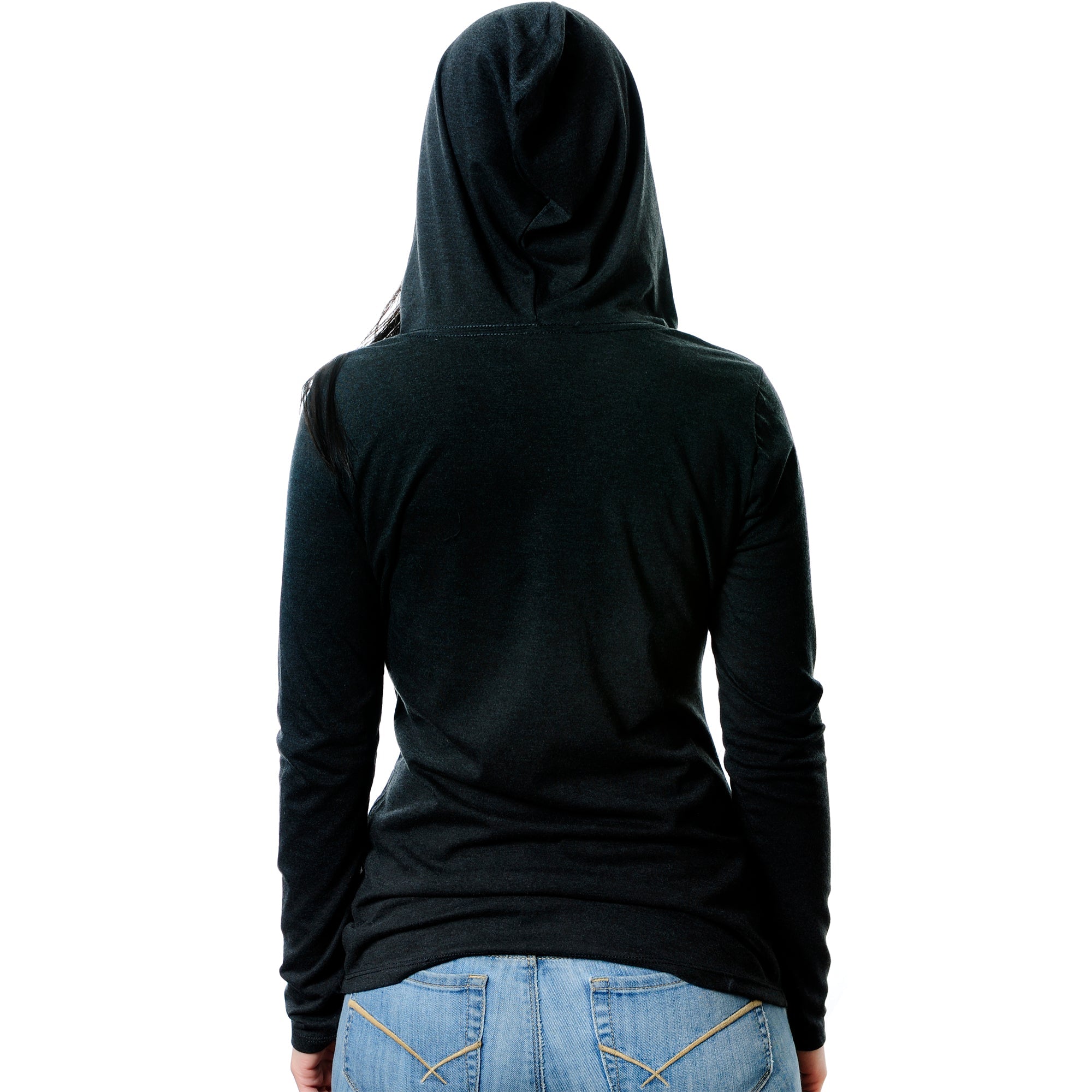BodyCandy Halloween Glow in the Dark Ghost Boobies Tee Tapered Long Sleeve Hoodie — color detail