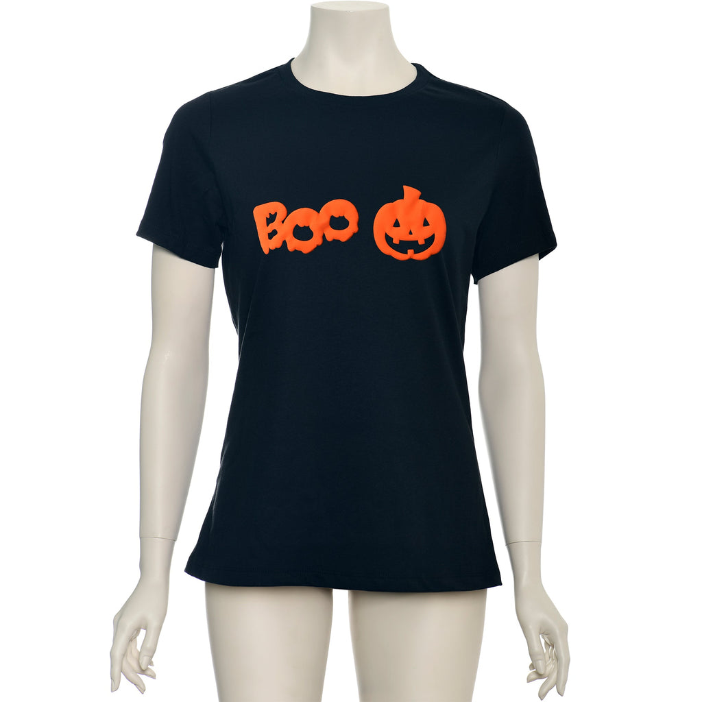 BodyCandy Pumpkin Boo Orange Puff Halloween Tee Shirt — detail close-up