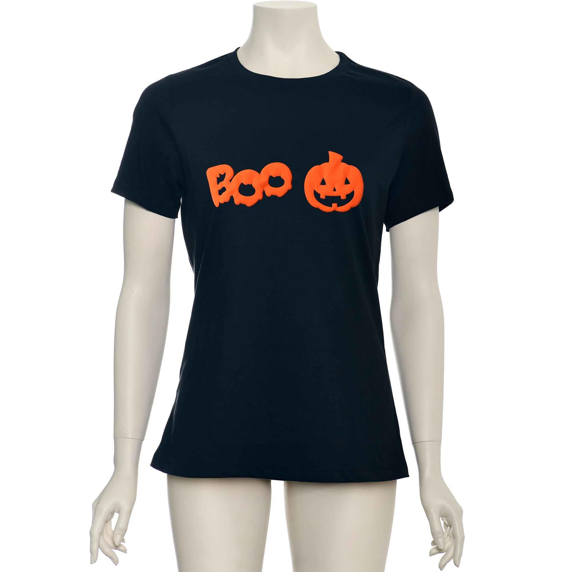 BodyCandy Pumpkin Boo Orange Puff Halloween Tee Shirt — detail close-up