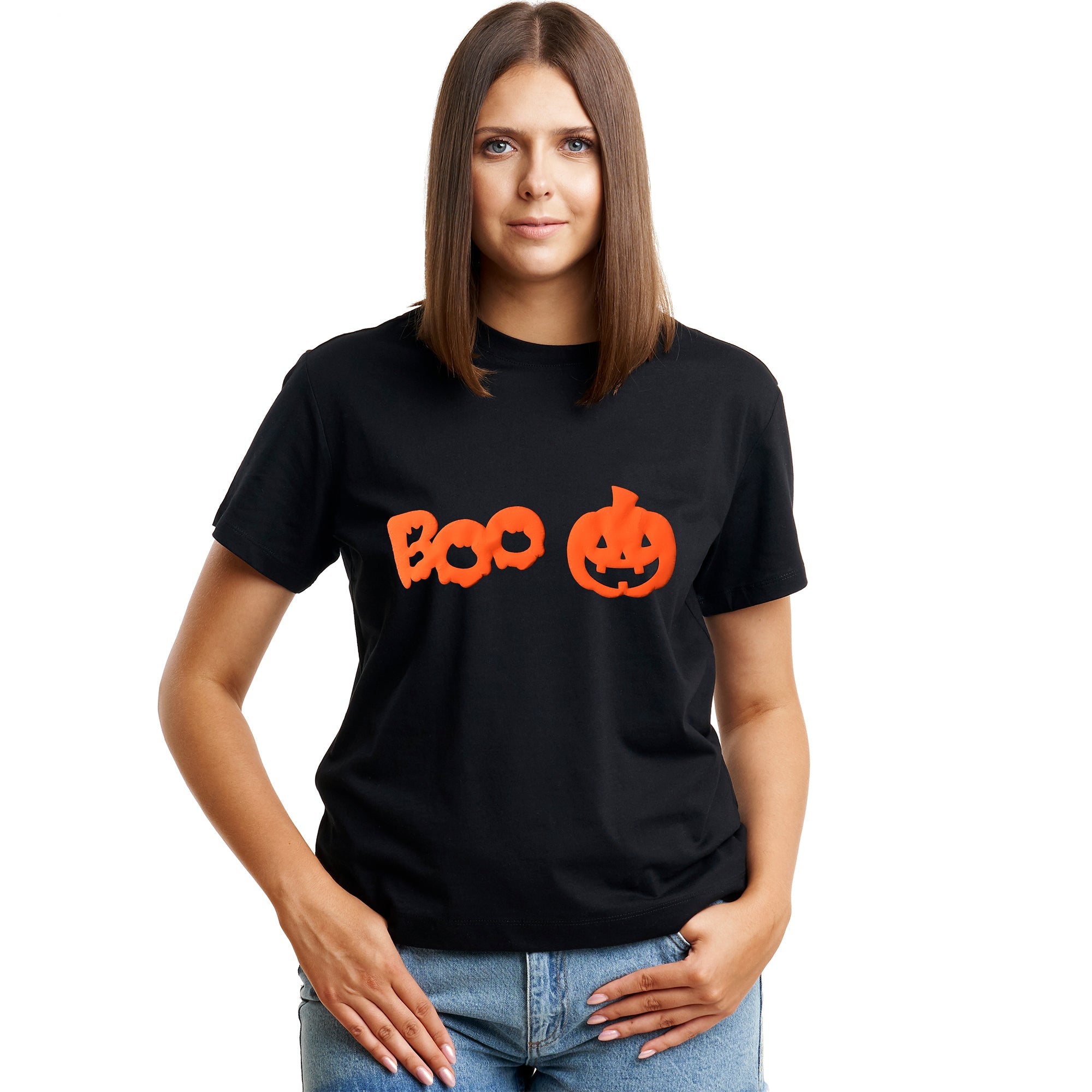 BodyCandy Pumpkin Boo Orange Puff Halloween Tee Shirt — main product shot