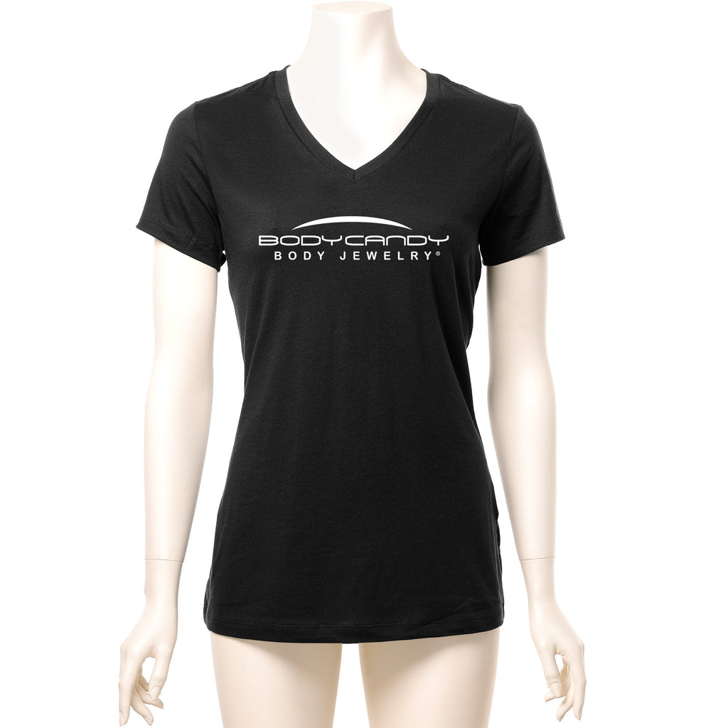 BodyCandy Body Candy Logo Tapered Black V-Neck Tee Shirt 100% Cotton — lifestyle context