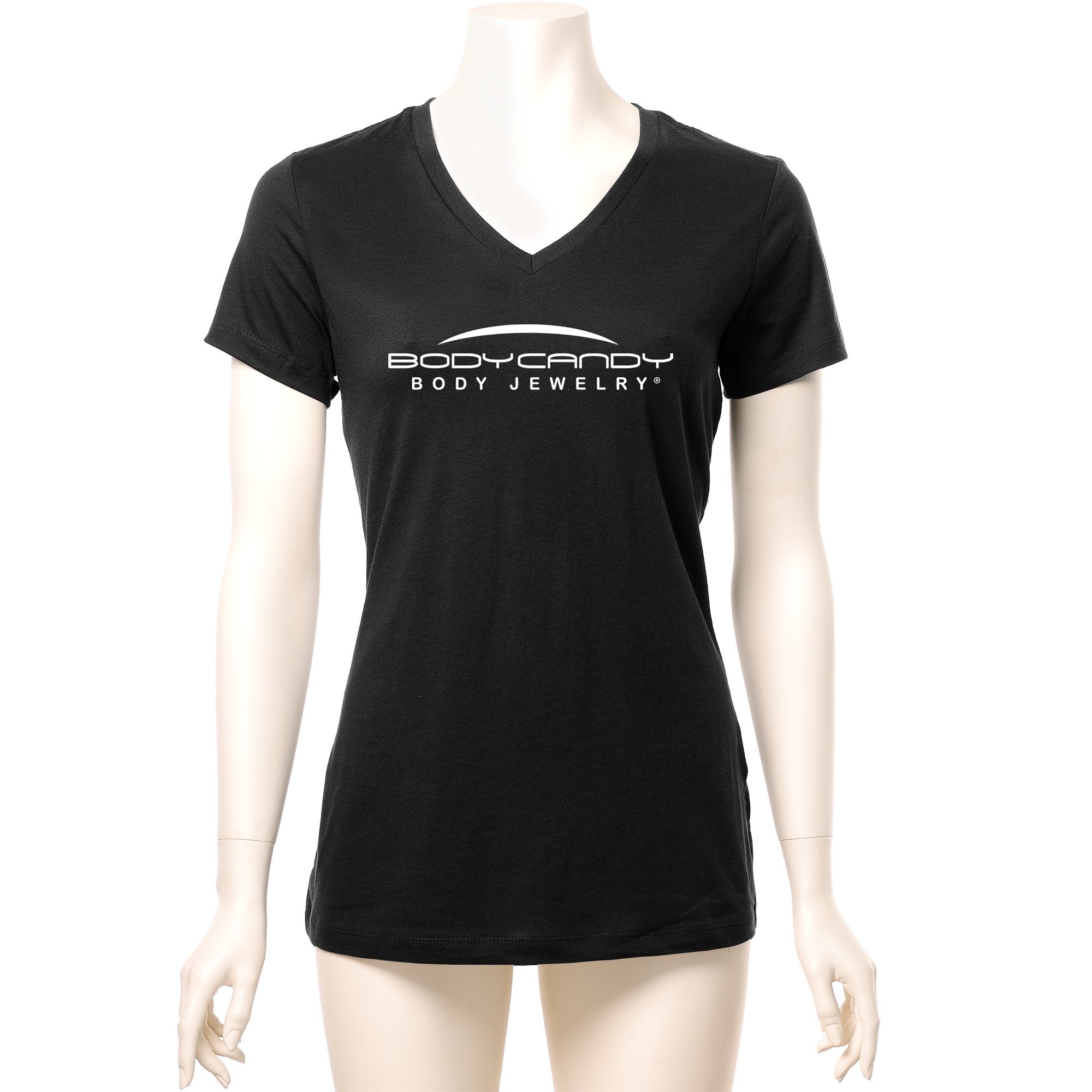 BodyCandy Body Candy Logo Tapered Black V-Neck Tee Shirt 100% Cotton — lifestyle context