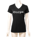 BodyCandy Pierced Girls Do It Better Tapered V-Neck Tee Shirt — branding close-up