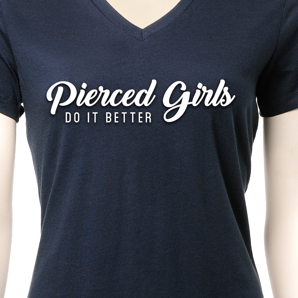 BodyCandy Pierced Girls Do It Better Tapered V-Neck Tee Shirt — packaging or label