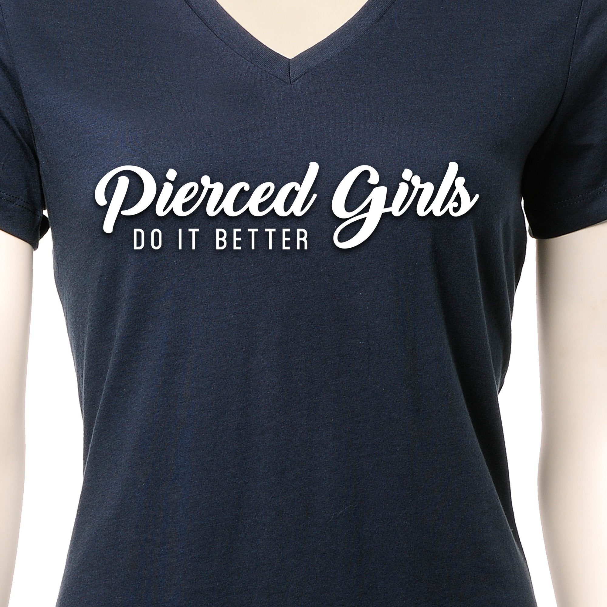 BodyCandy Pierced Girls Do It Better Tapered V-Neck Tee Shirt — packaging or label