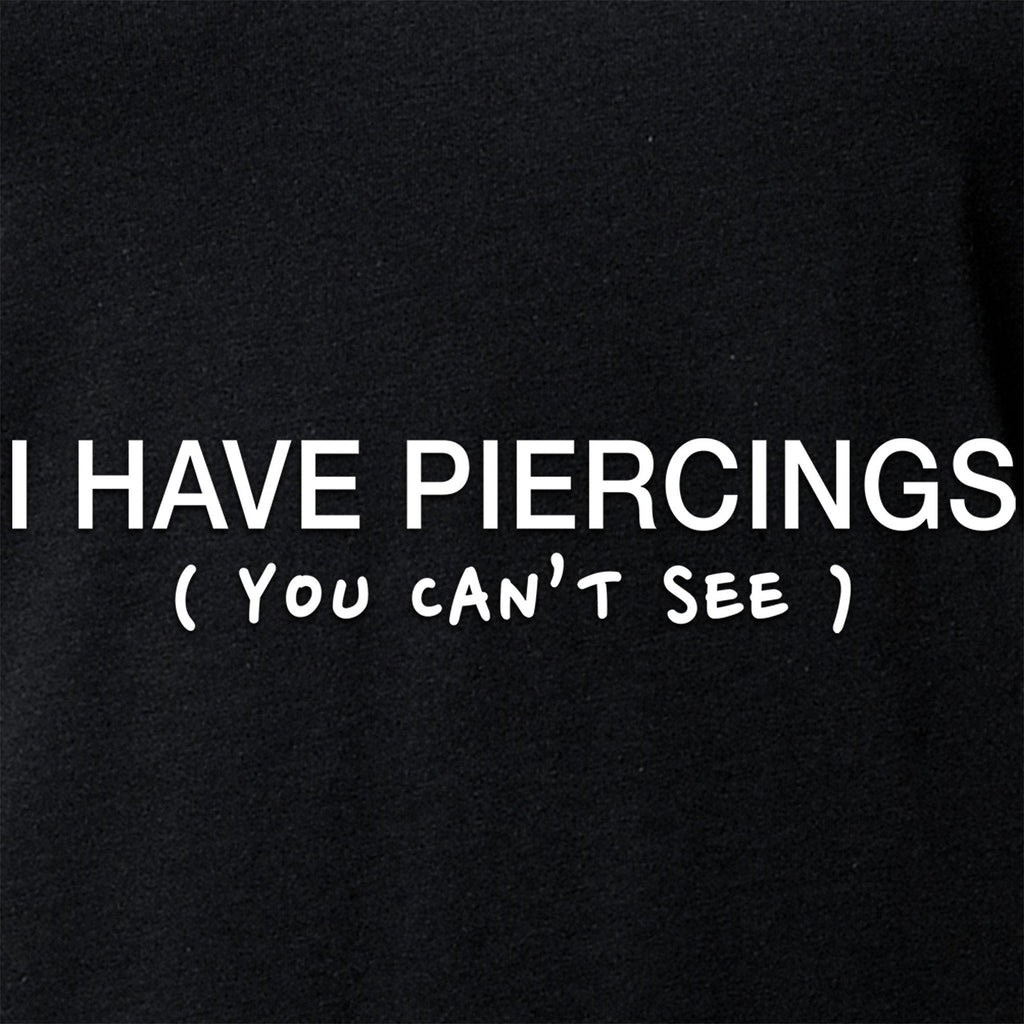 BodyCandy I Have Piercings You Can't See Black Tapered V-Neck Tee Shirt — branding close-up
