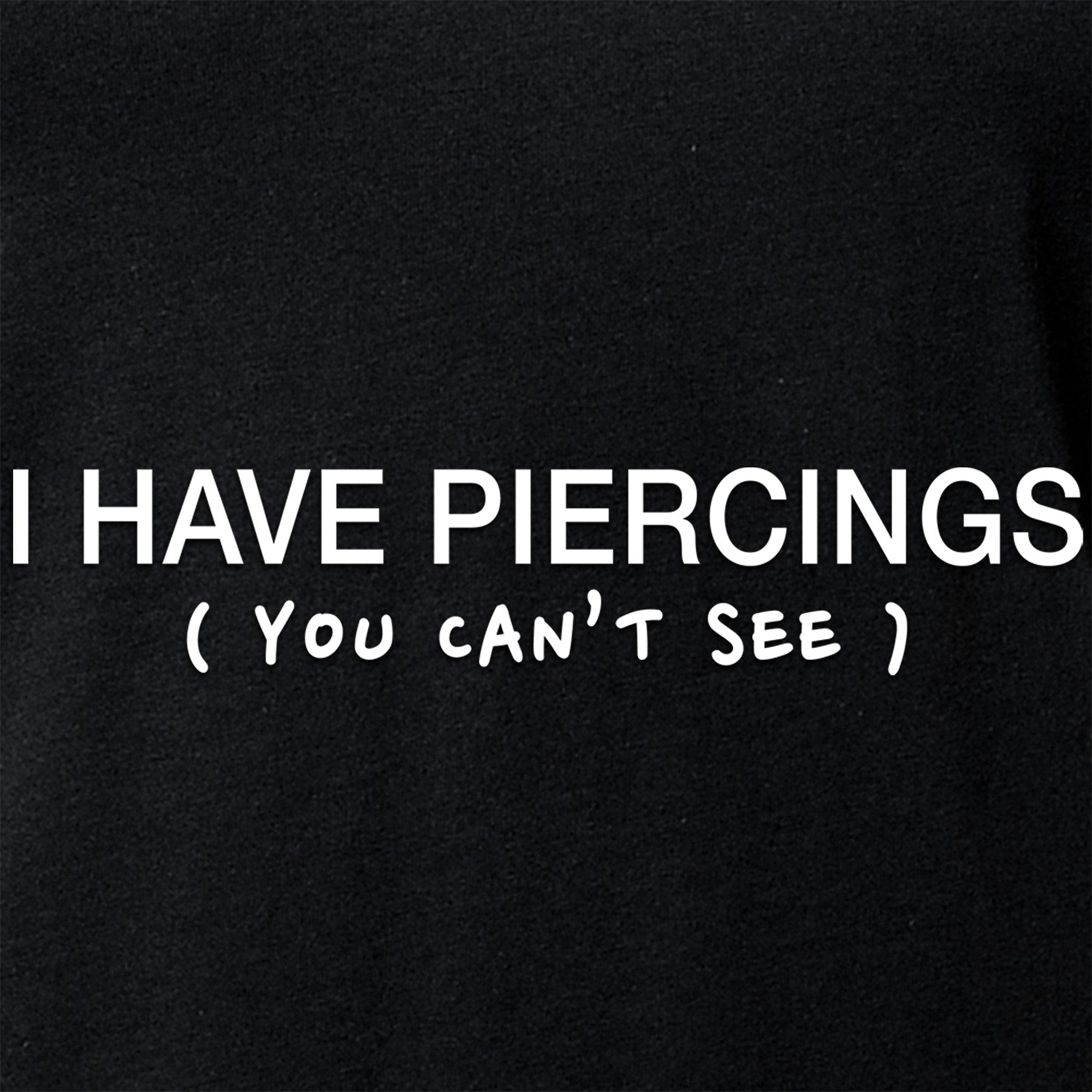 BodyCandy I Have Piercings You Can't See Black Tapered V-Neck Tee Shirt — branding close-up