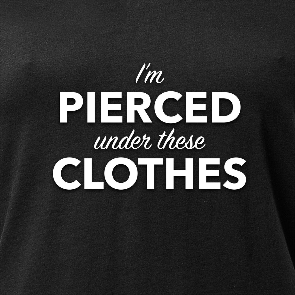 BodyCandy I'm Pierced Under These Clothes Black Tapered V-Neck Tee Shirt — detail and construction