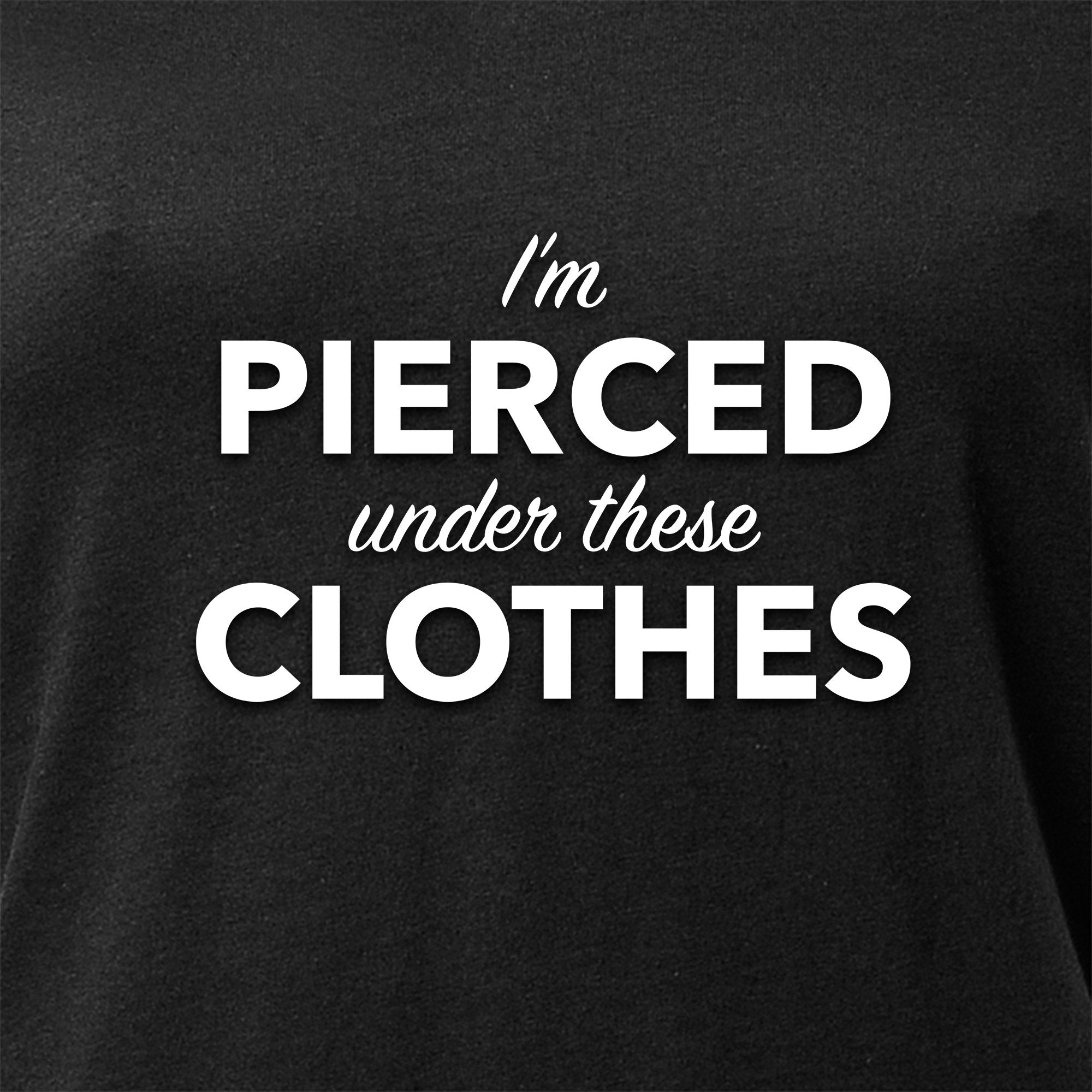BodyCandy I'm Pierced Under These Clothes Black Tapered V-Neck Tee Shirt — detail and construction