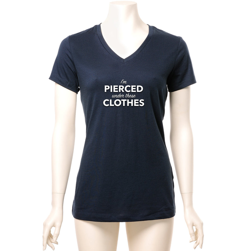 BodyCandy I'm Pierced Under These Clothes Black Tapered V-Neck Tee Shirt — color variant