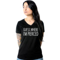 BodyCandy Guess Where I'm Pierced Black Tapered V-Neck Tee Shirt — main product shot