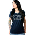 BodyCandy Guess Where I'm Pierced Navy Tapered V-Neck Tee Shirt — main product shot