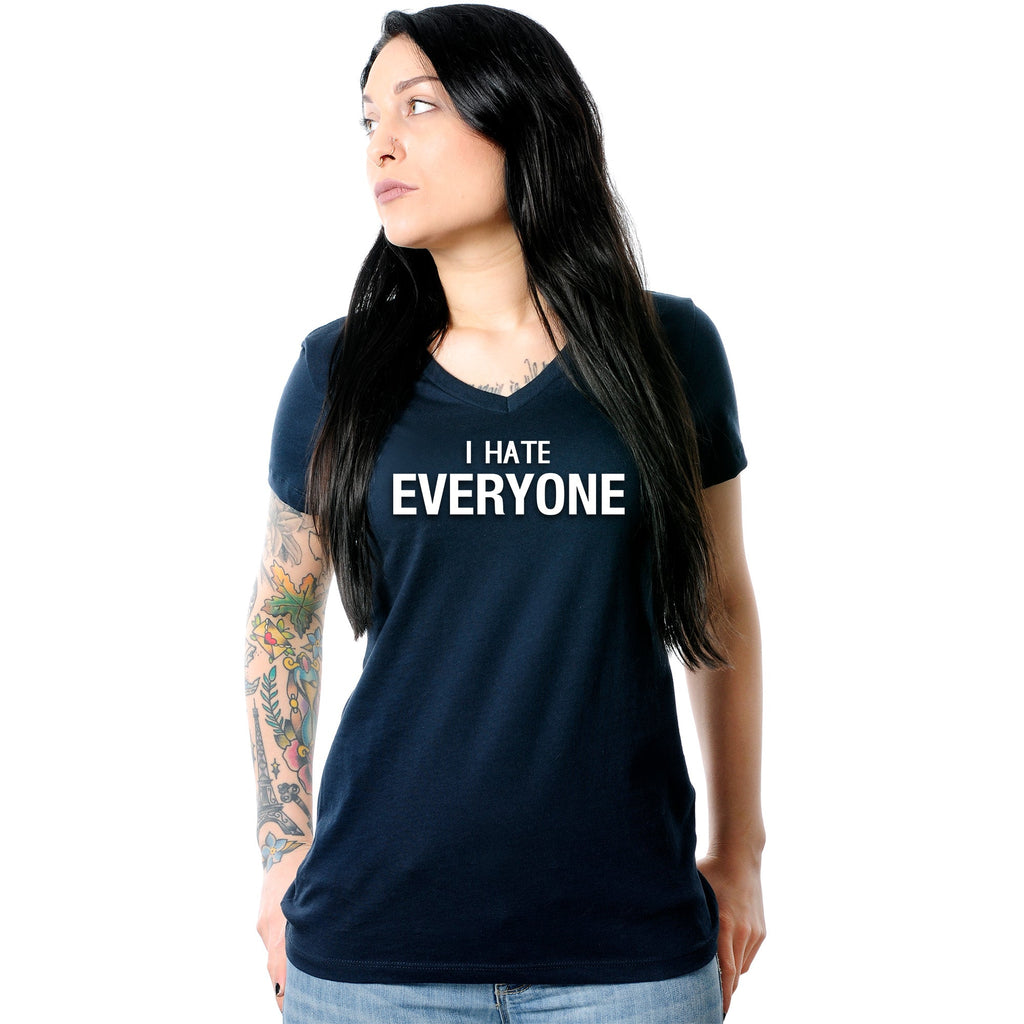 BodyCandy I hate everyone Navy Tapered V-Neck Tee Shirt — main product shot