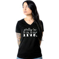 BodyCandy Pretty in Ink Black Tapered V-Neck Tee Shirt — main product shot