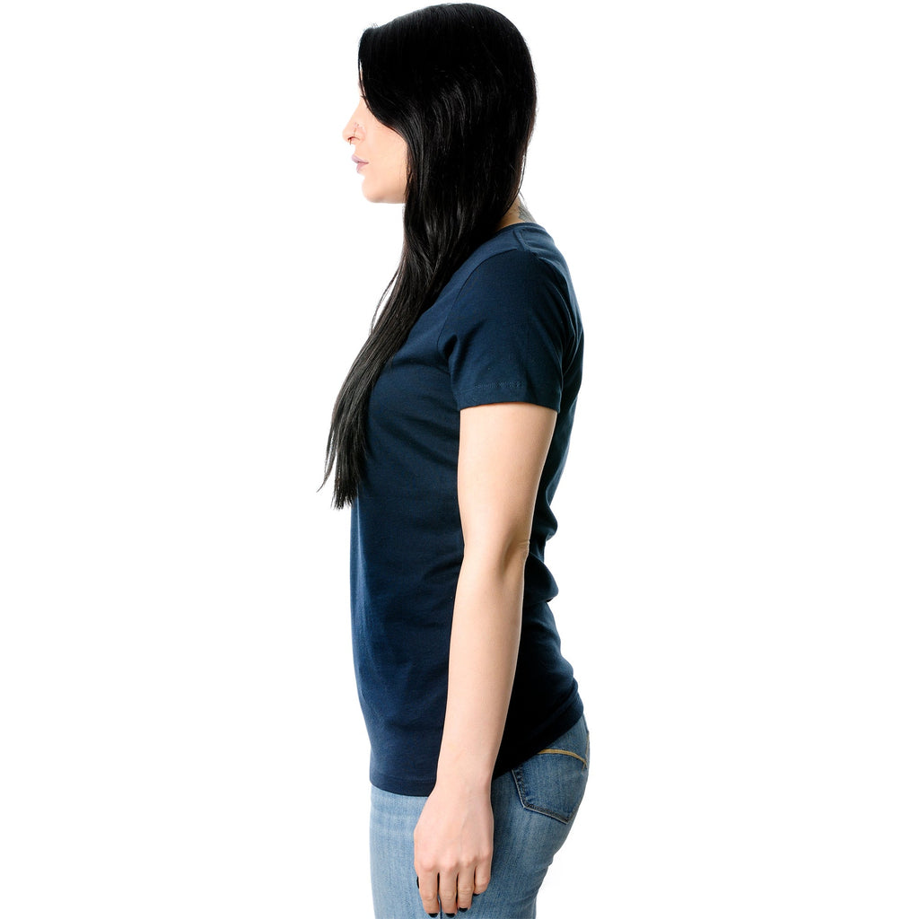 BodyCandy Pretty in Ink Navy Tapered V-Neck Tee Shirt — lifestyle context