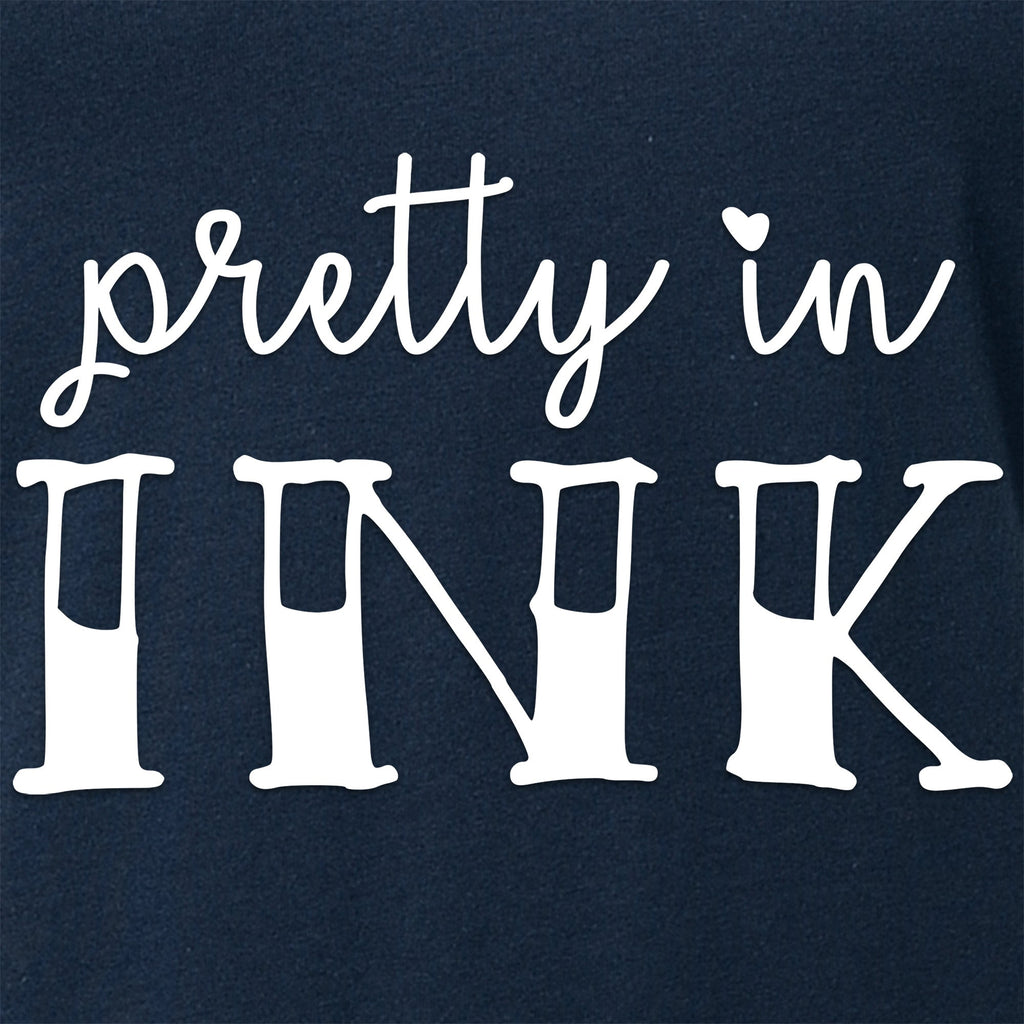 BodyCandy Pretty in Ink Navy Tapered V-Neck Tee Shirt — back view