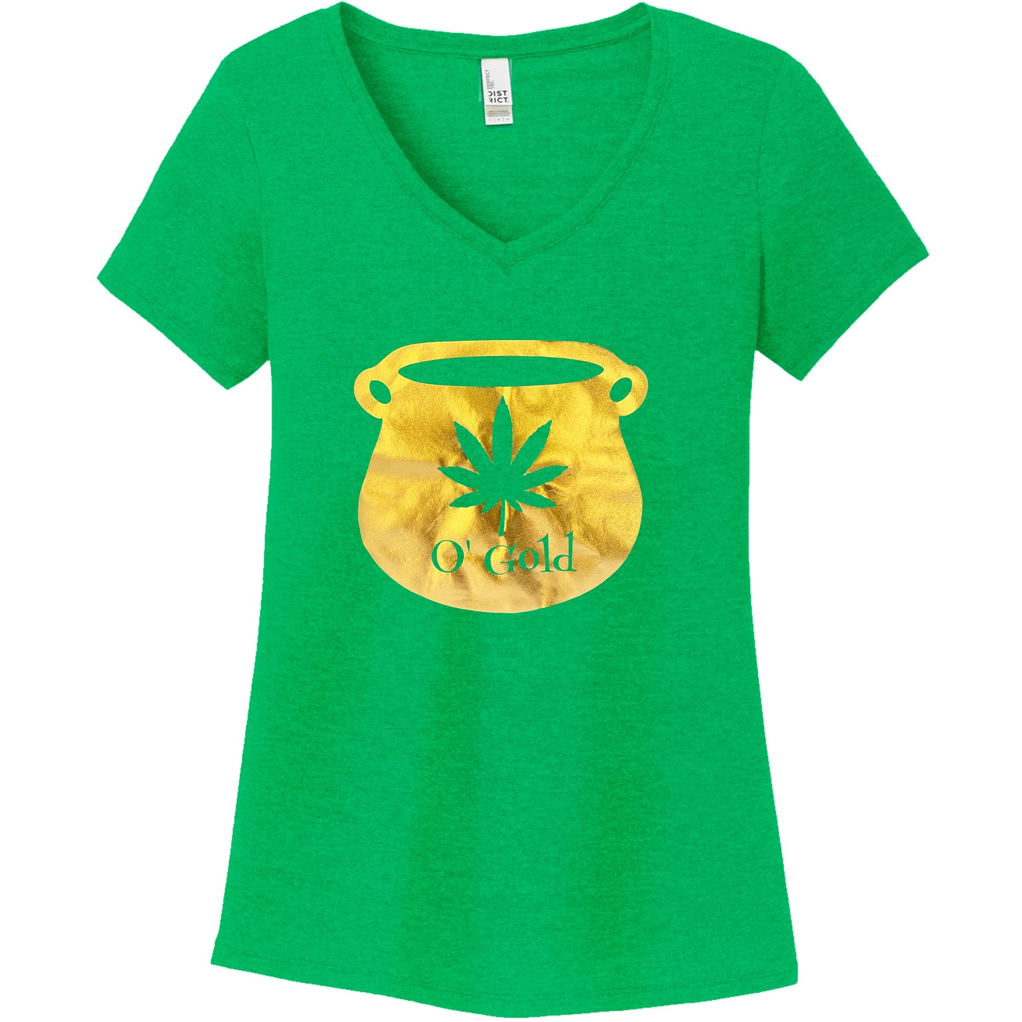 BodyCandy Pot Leaf Pot of Gold Green Frost V-Neck Tee Shirt — lifestyle context