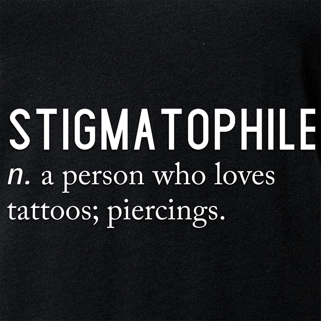 BodyCandy Stigmatophile n. a person who loves tattoos; piercings. Black Tapered V-Neck Tee Shirt — alternate view