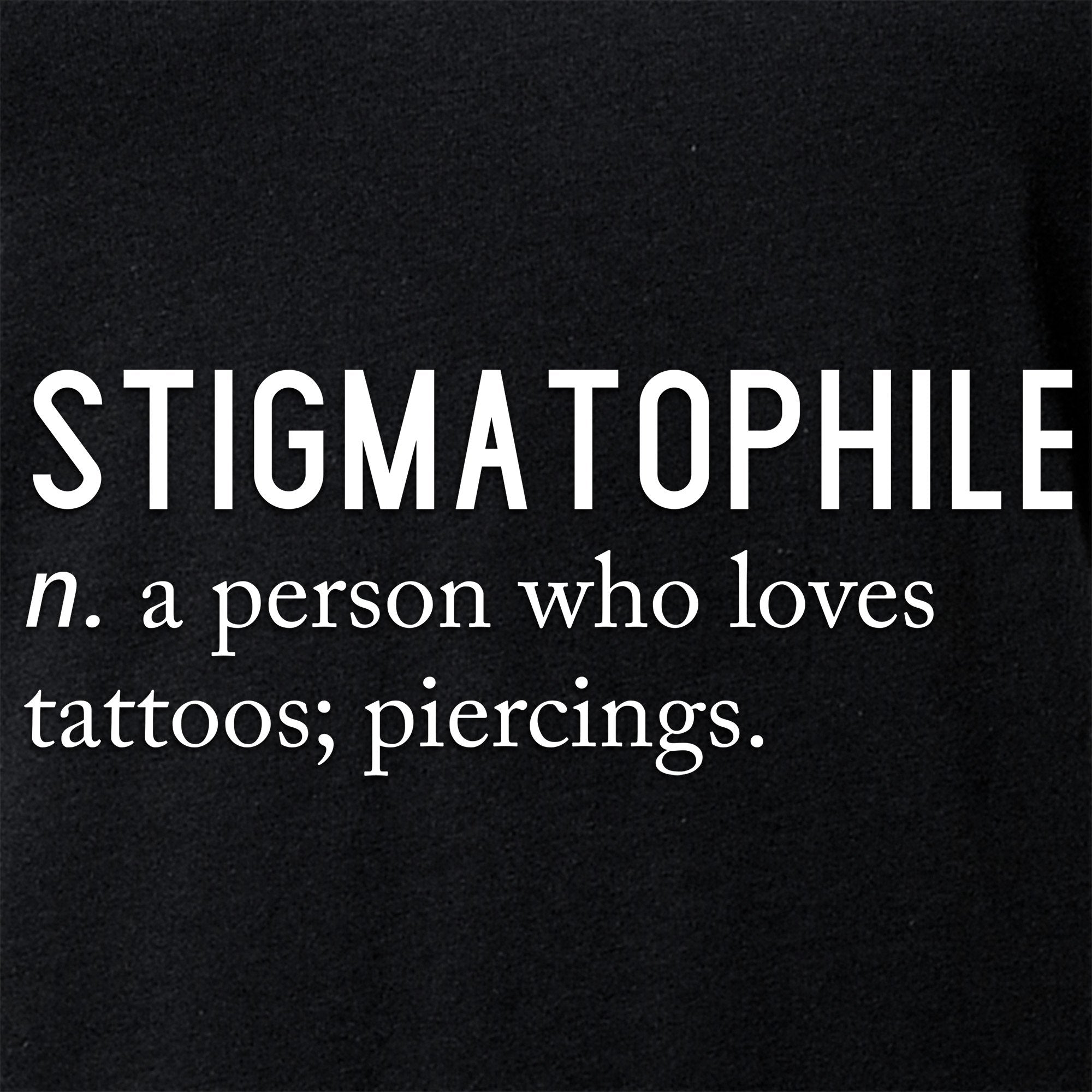 BodyCandy Stigmatophile n. a person who loves tattoos; piercings. Black Tapered V-Neck Tee Shirt — alternate view