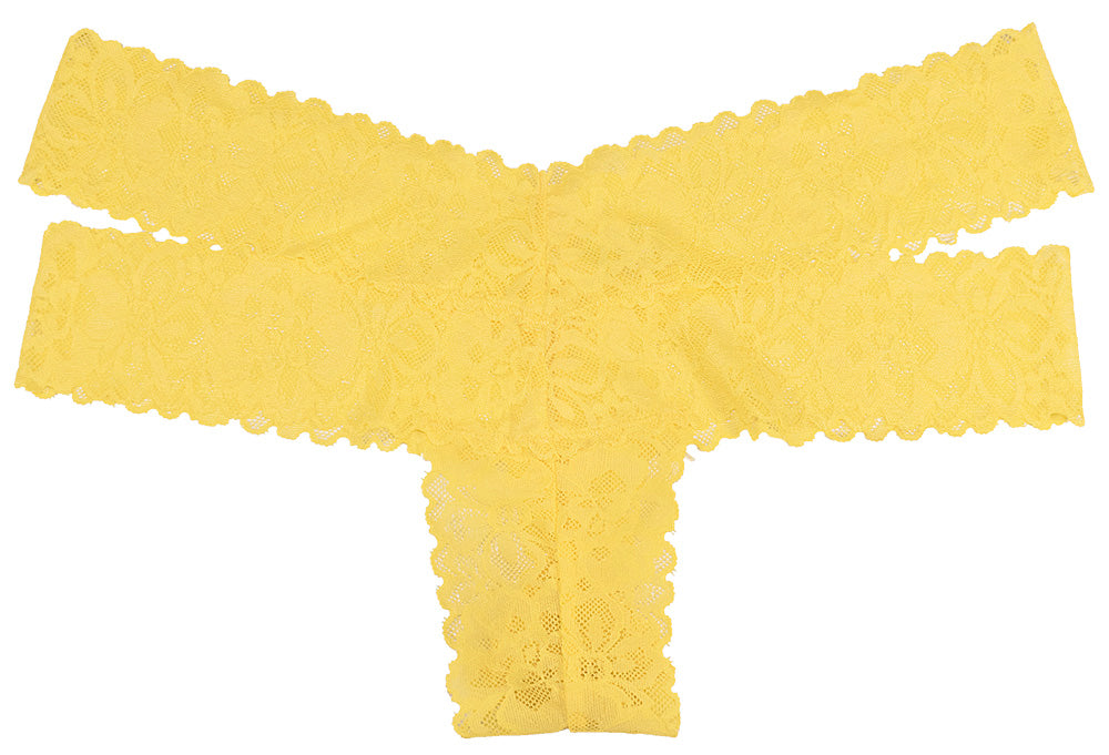Love Libby Panties Yellow All Lace Thong with Double Bands — main product shot