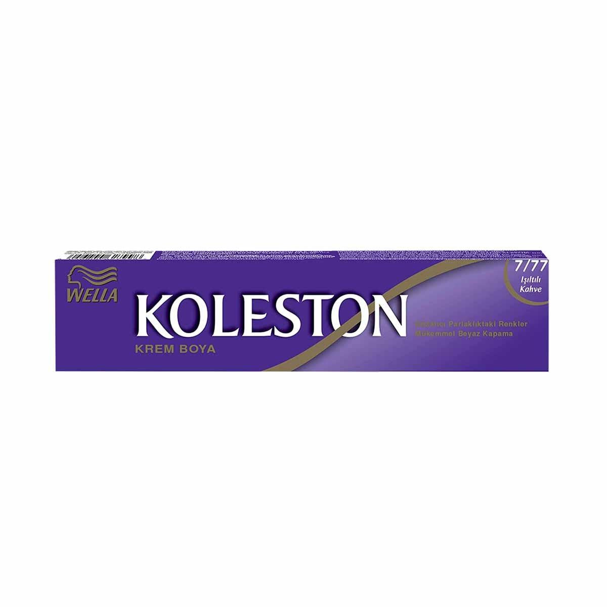 Wella Koleston Single Tüp Boya 7/77 Işıltılı Kahve - Permanent Hair Color for Grays with Irresistible Shine