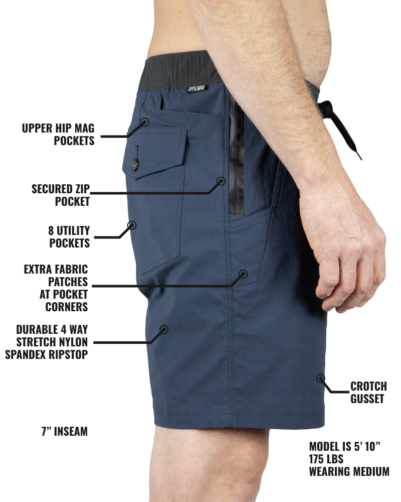 Off The Grid Surplus Thunderbird Short - Grey Blue — lifestyle context