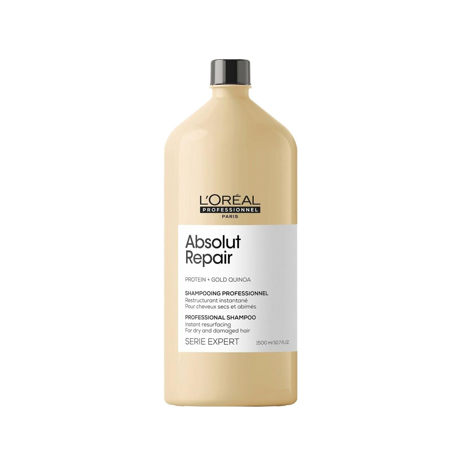L'Oreal Professionnel Paris Absolut Repair Shampoo for Damaged Hair - 1500ml Large Volume, Professional Hair Care