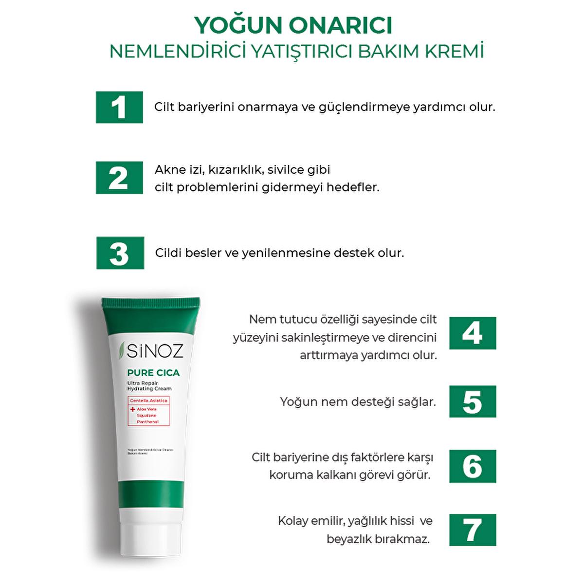 Sinoz Pure Cica Cream: Intensive Hydration & Repair - Soothing Centella Asiatica, Squalane & Aloe Vera -  Sensitive Skin Moisturizer, Post-Procedure Care