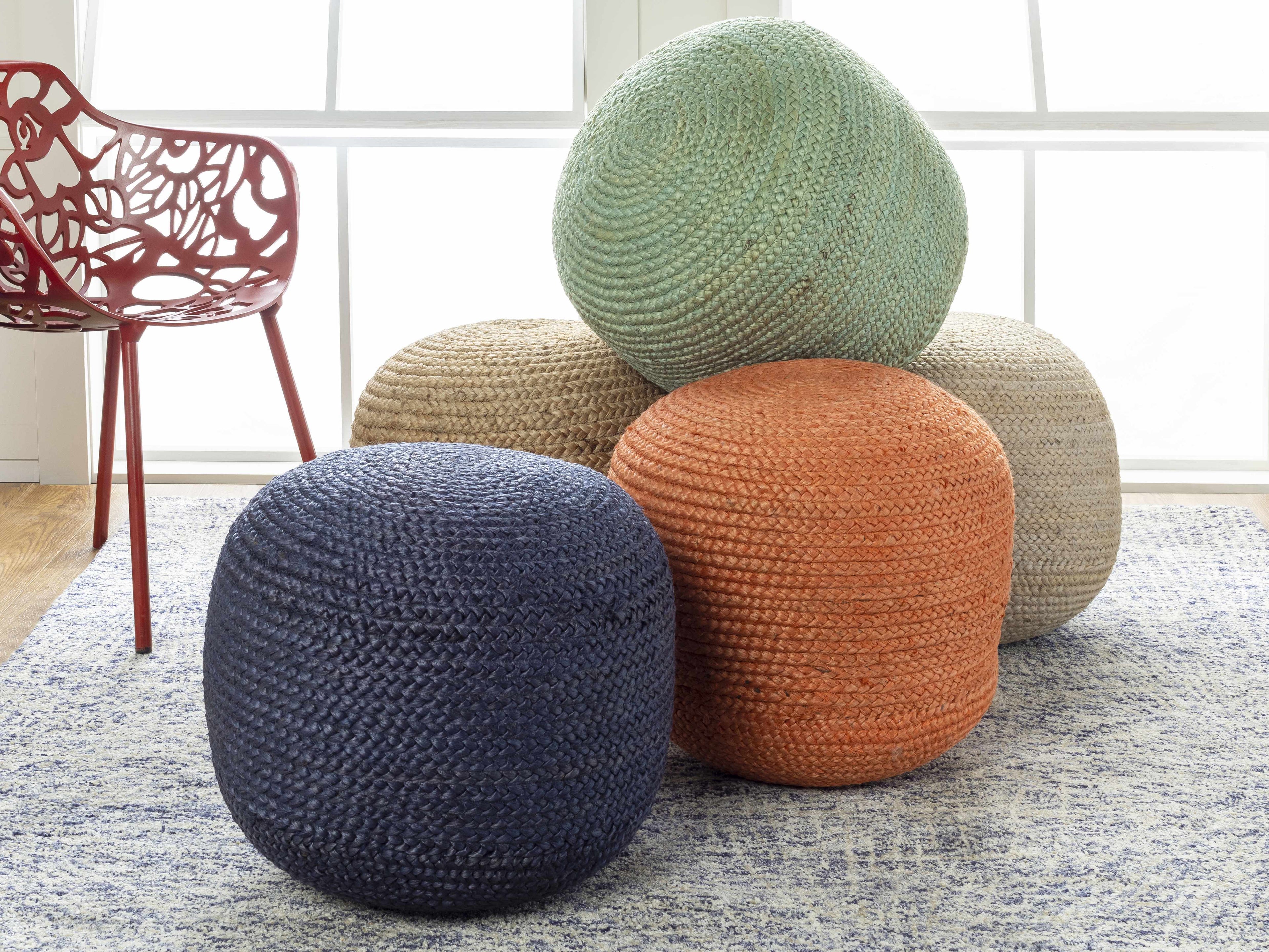 Kaumakani Knitted Jute Round Pouf – Boutique Rugs, view 5