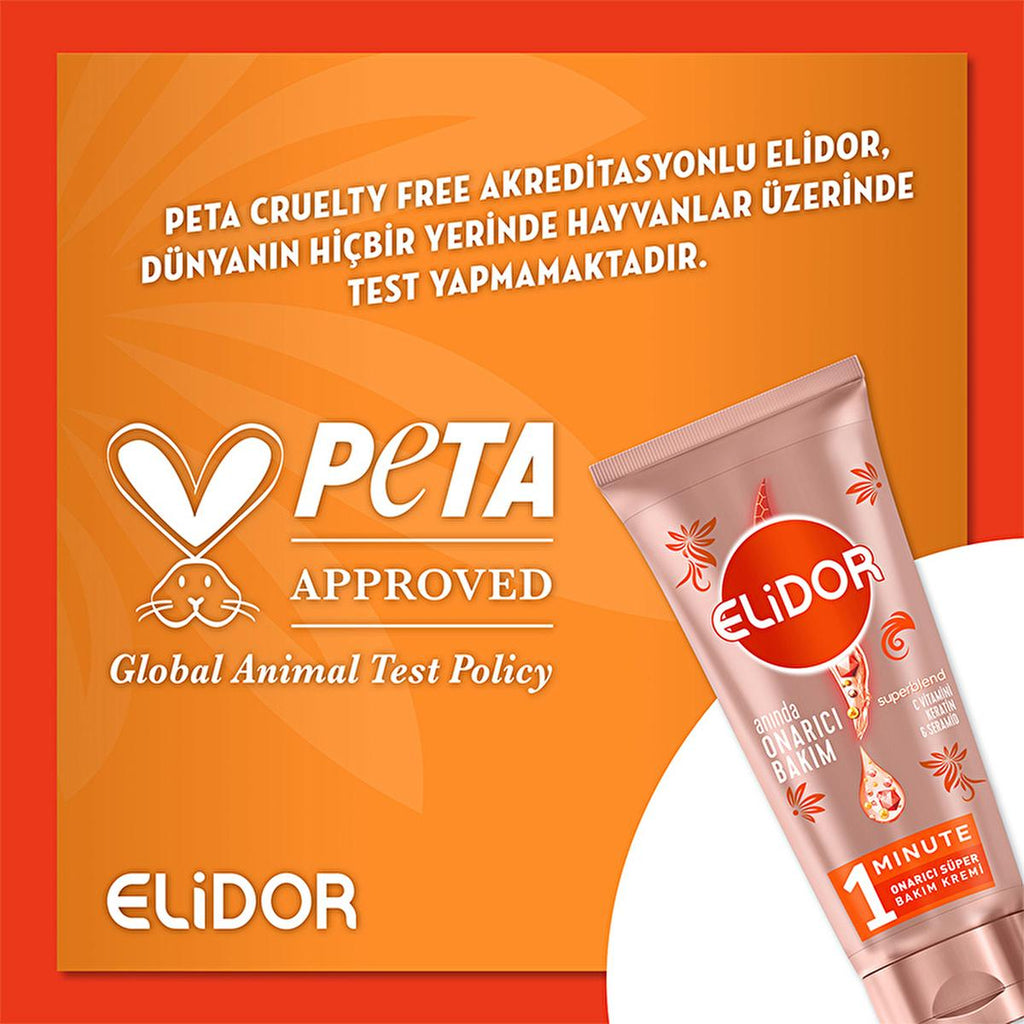 Elidor Instant Repair Hair Care Cream - 1 Minute Repair, Enriched with C Vitamin, Keratin, and Ceramide - Anti-Frizz Hair Cream for Damaged Hair