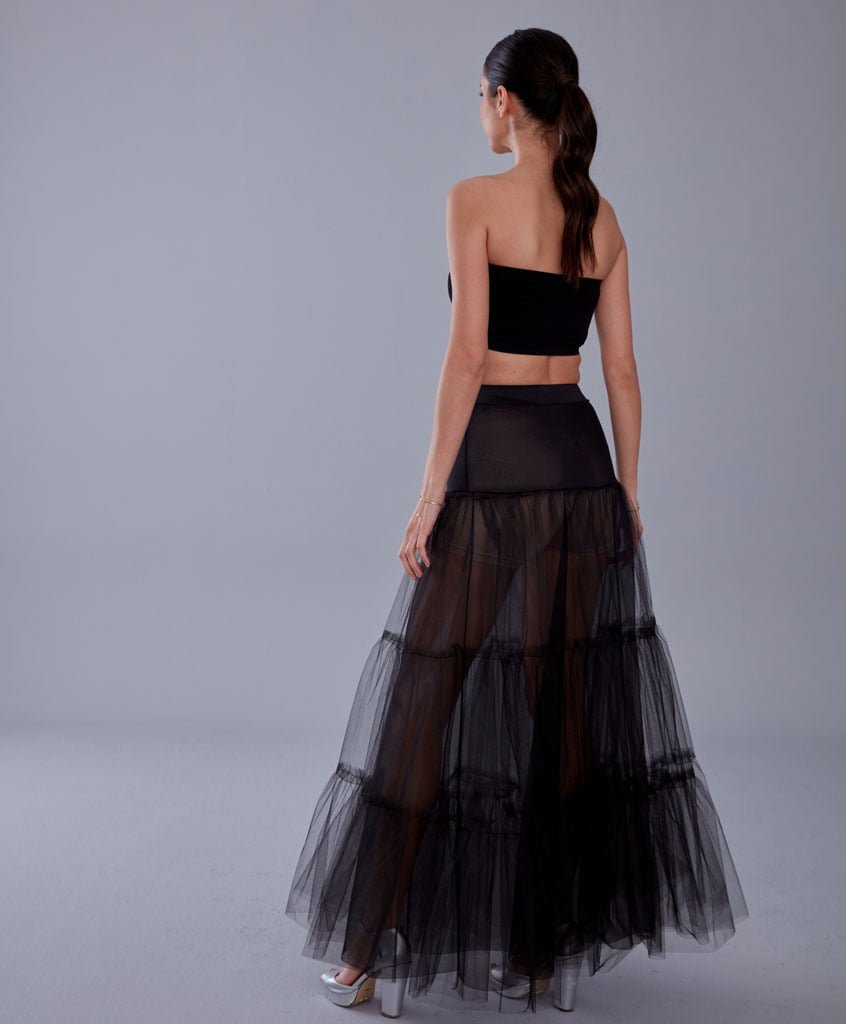 Black Voile Petticoat Skirt with Elastic Band - Perfect for Parties – Bridal Port, view 2