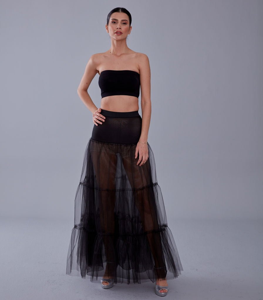Black Voile Petticoat Skirt with Elastic Band - Perfect for Parties – Bridal Port