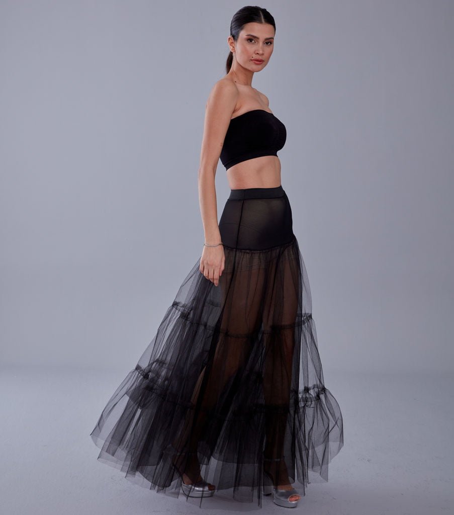 Black Voile Petticoat Skirt with Elastic Band - Perfect for Parties – Bridal Port, view 5