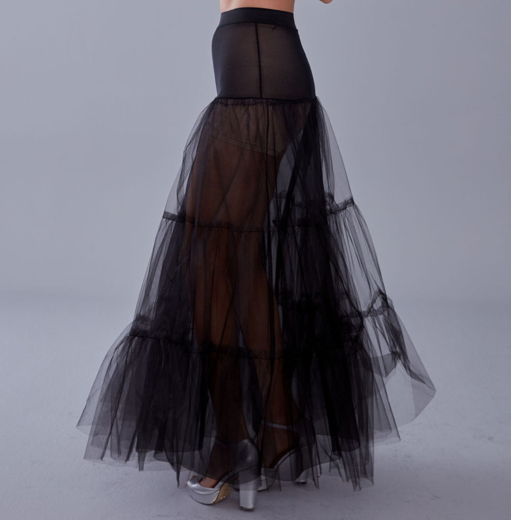 Black Voile Petticoat Skirt with Elastic Band - Perfect for Parties – Bridal Port, view 6