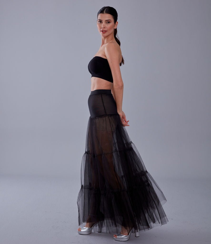 Black Voile Petticoat Skirt with Elastic Band - Perfect for Parties – Bridal Port, view 7