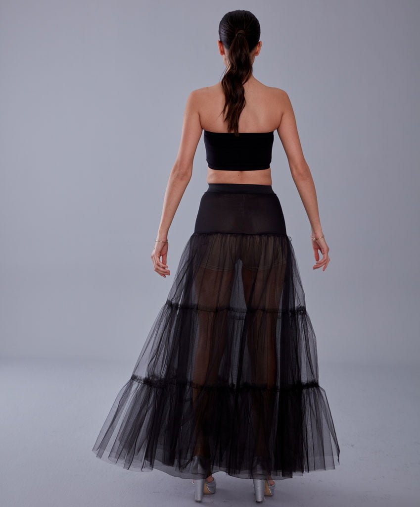 Black Voile Petticoat Skirt with Elastic Band - Perfect for Parties – Bridal Port, view 8