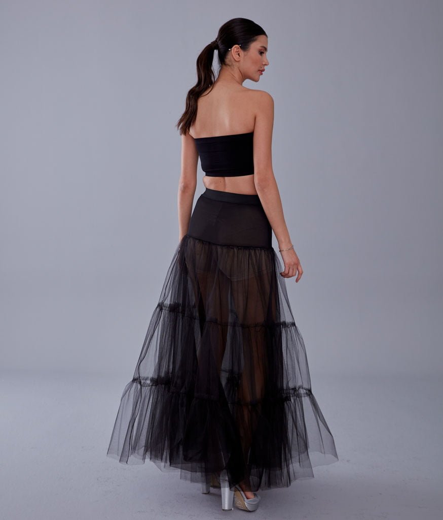 Black Voile Petticoat Skirt with Elastic Band - Perfect for Parties – Bridal Port, view 9