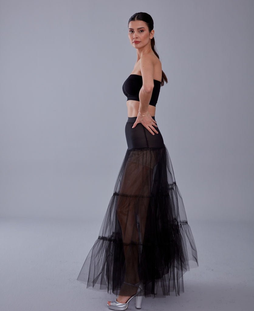 Black Voile Petticoat Skirt with Elastic Band - Perfect for Parties – Bridal Port, view 10