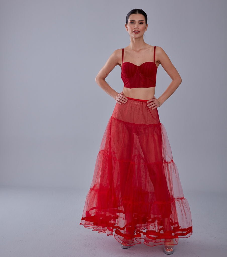 Red Voile Petticoat Skirt with Elastic Band - Perfect for Parties – Bridal Port