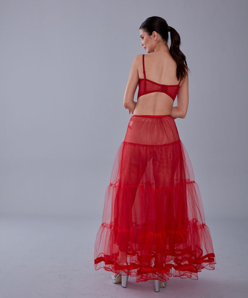 Red Voile Petticoat Skirt with Elastic Band - Perfect for Parties – Bridal Port, view 8