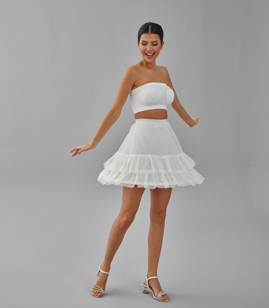 Short Hoop Skirt, Wedding Dress Underskirt, White Petticoat – Bridal Port, view 3