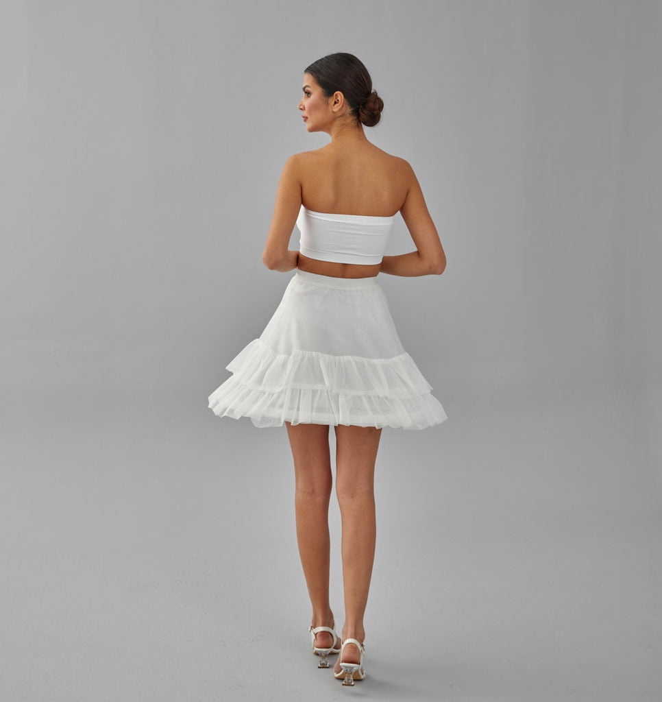 Short Hoop Skirt, Wedding Dress Underskirt, White Petticoat – Bridal Port, view 6