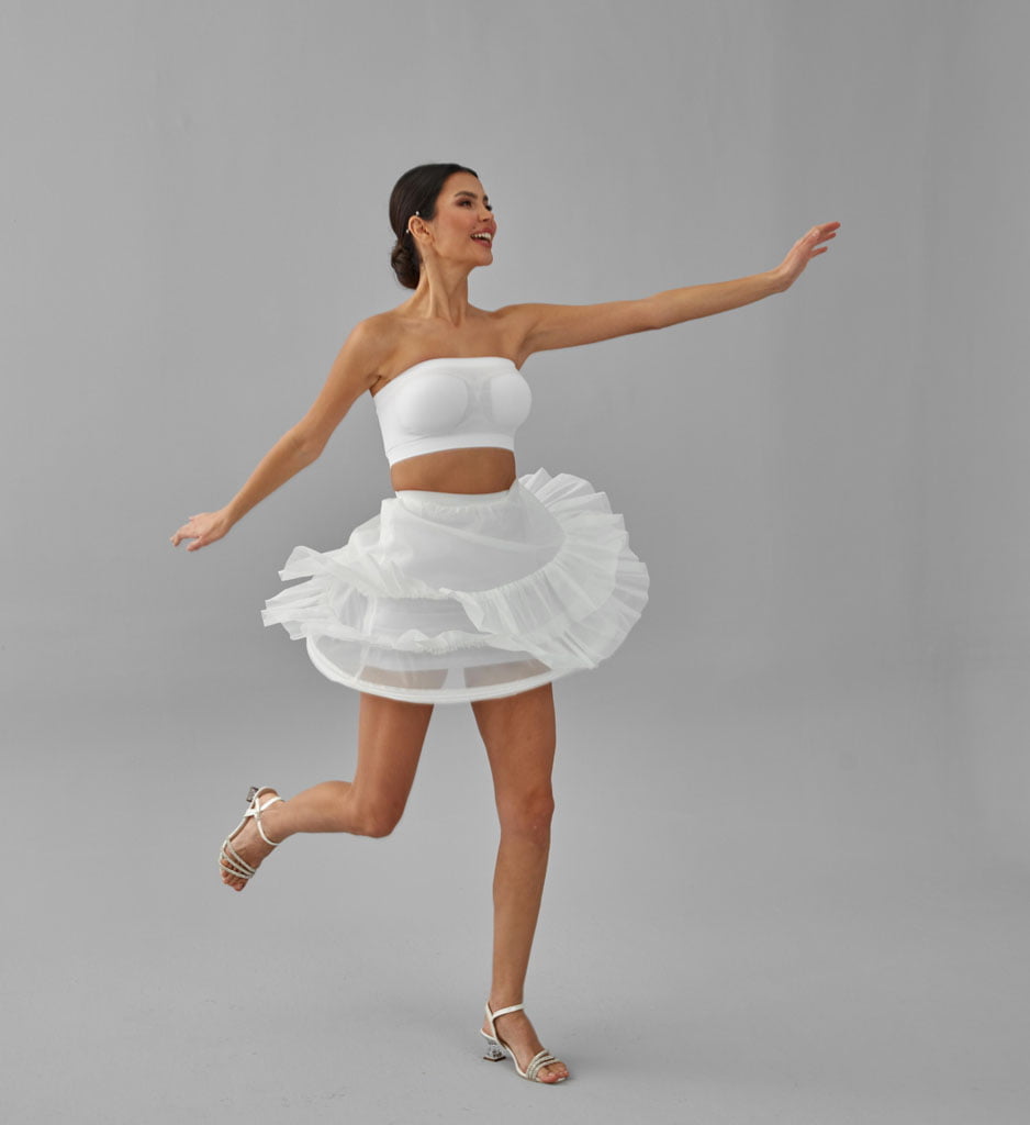 Short Hoop Skirt, Wedding Dress Underskirt, White Petticoat – Bridal Port, view 7