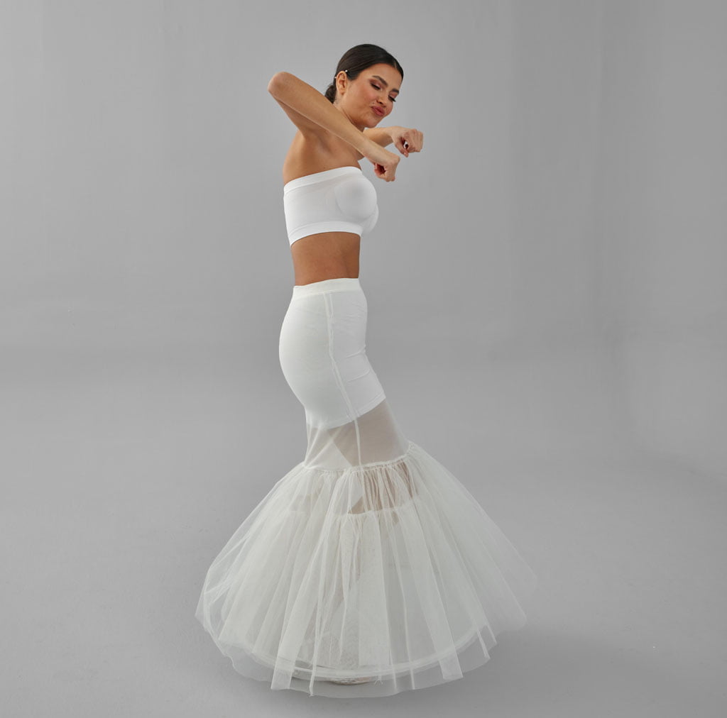 Mermaid Petticoat Skirt, Wedding Dress Underskirt, White Petticoat – Bridal Port, view 2