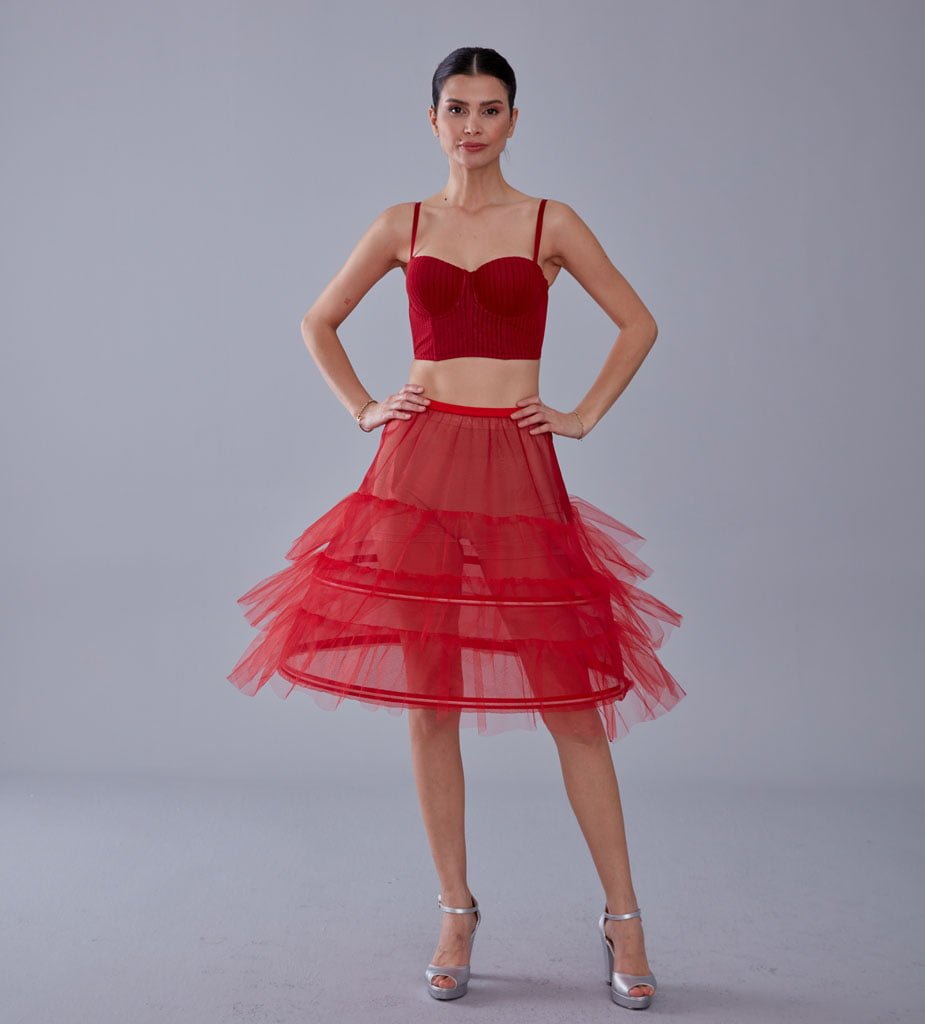 Red Petticoat Skirt , Hoop Skirt – Bridal Port, view 4