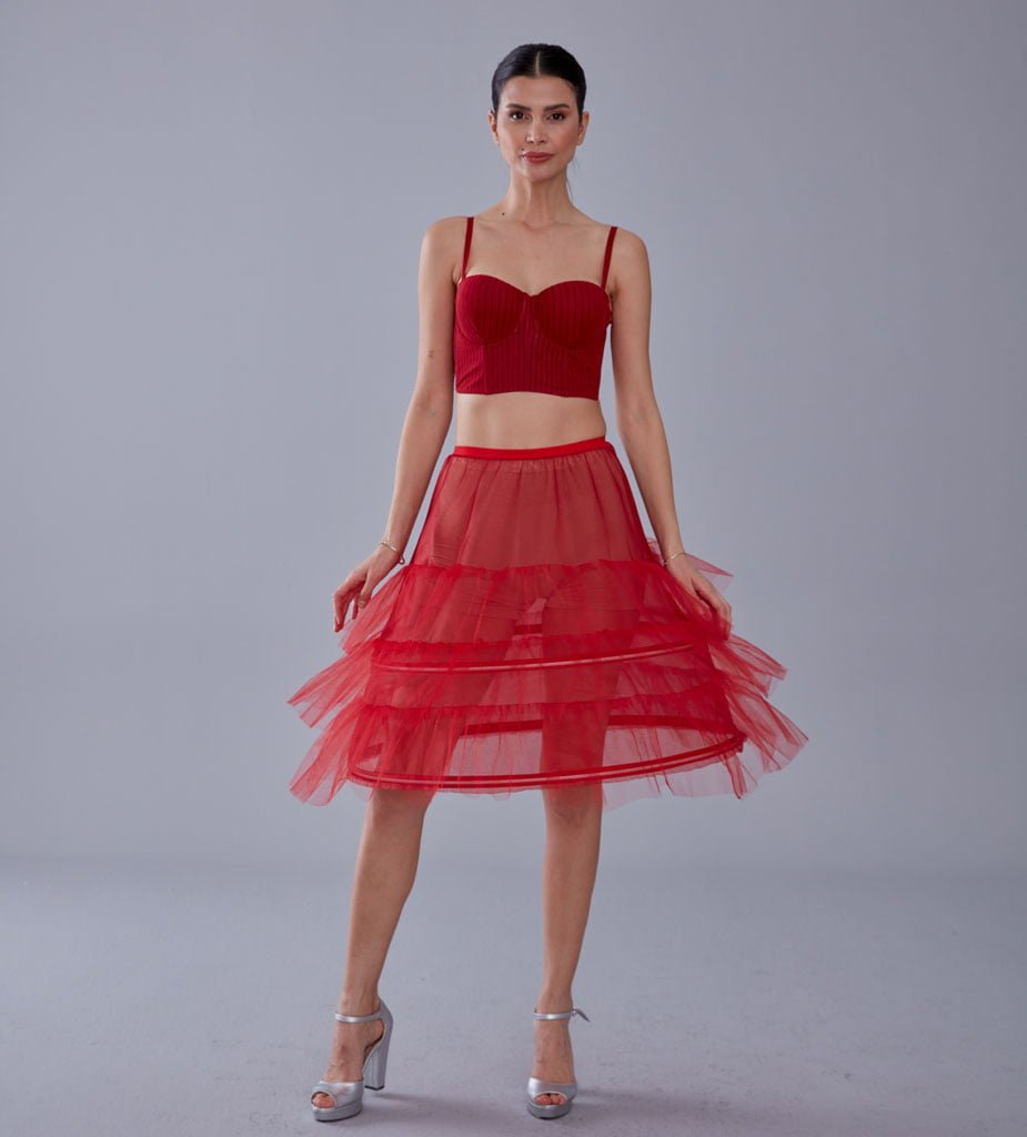 Red Petticoat Skirt , Hoop Skirt – Bridal Port, view 5