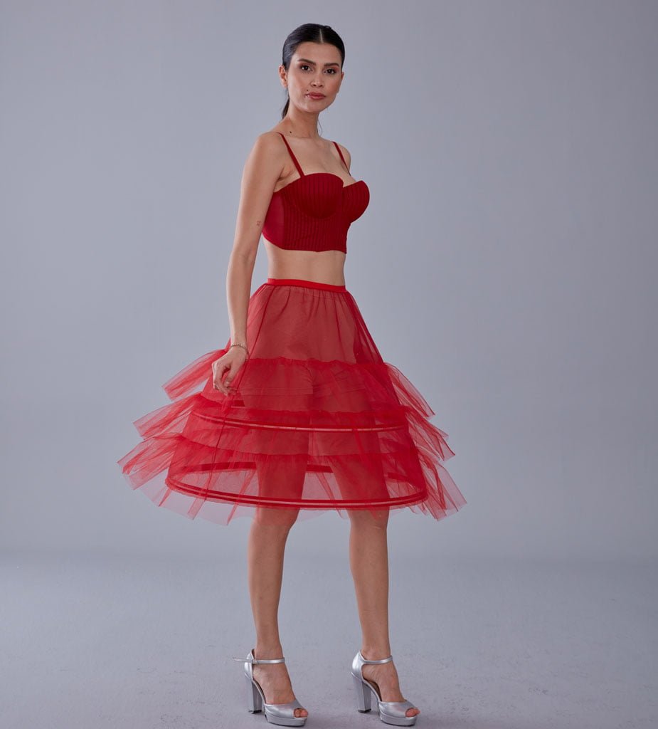 Red Petticoat Skirt , Hoop Skirt – Bridal Port, view 6
