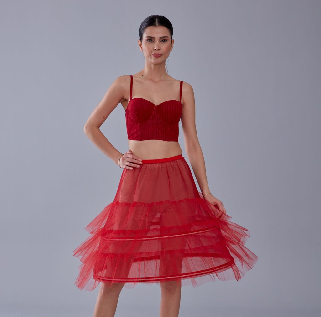 Red Petticoat Skirt , Hoop Skirt – Bridal Port, view 7